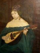 Mario Villares Barbosa Mandolim player oil painting
